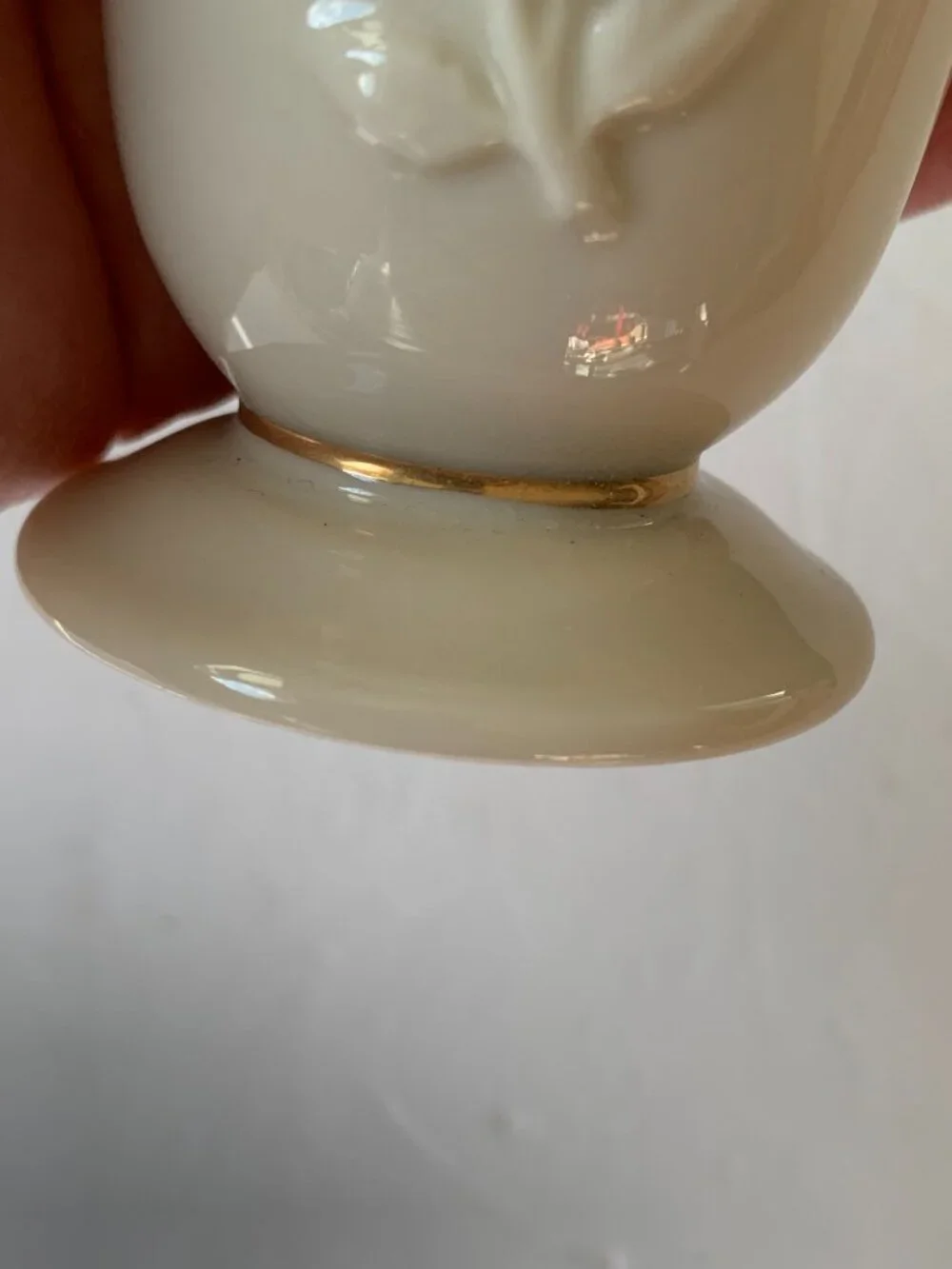 Vintage Lenox Rose Bud Vase Ivory Porcelain 24K Gold Trim Embossed Rose